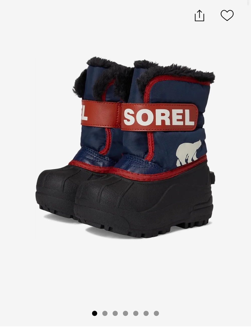 Sorel Kids Snow Commander Toddler Navy and Red Snow Boots with Black Sole
